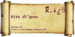 Rikk Ágnes névjegykártya